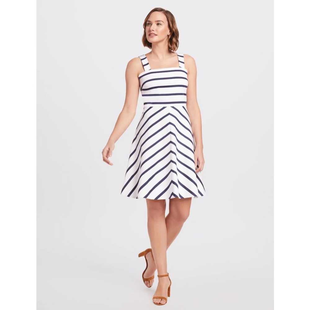 NWT Draper James A-Line Stripe Dress in Navy Stripe